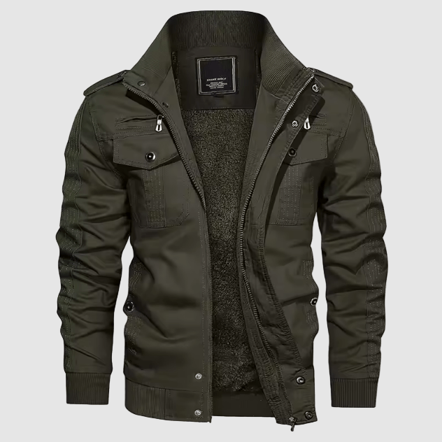 Aiden Men's Aviator Jacket – Warm Pilot Jacket with Fleece Lining and Stand-Up Collar