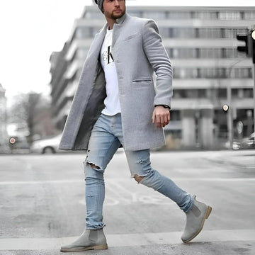 James Men's Long Wool Duster Coat – Elegant Warm Timeless Style