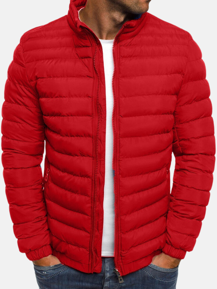 Manuel Men's Quilted Jacket – Light Straight Cut with Stand-Up Collar and Zipper
