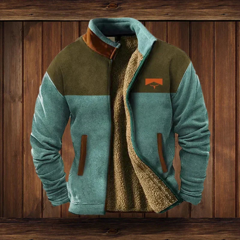 Noah Men's Western Style Jacket – Fleece Lining with Patterned Winter Comfort