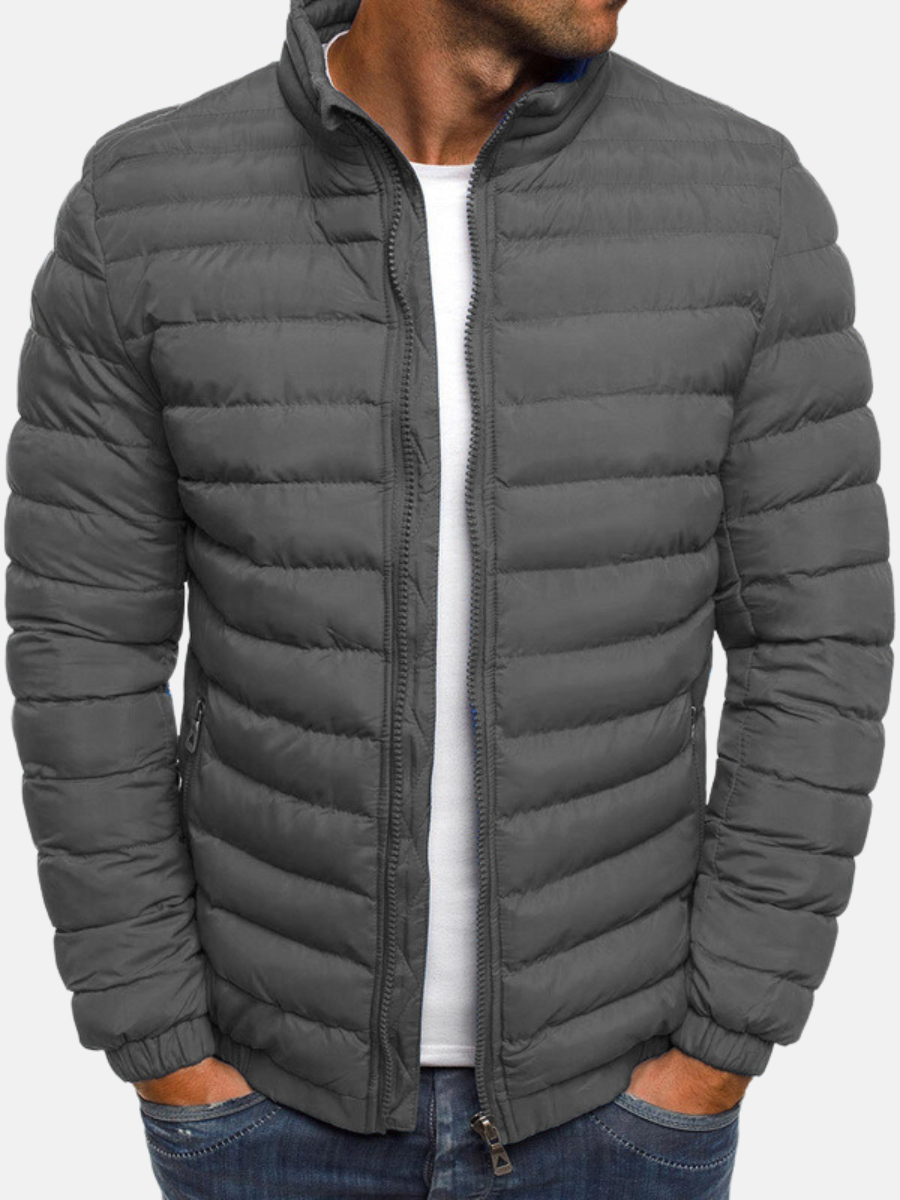 Manuel Men's Quilted Jacket – Light Straight Cut with Stand-Up Collar and Zipper