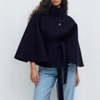 Charlotte Women's Belted Cape Coat with High Collar