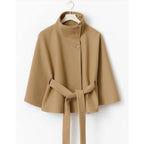Charlotte Women's Belted Cape Coat with High Collar
