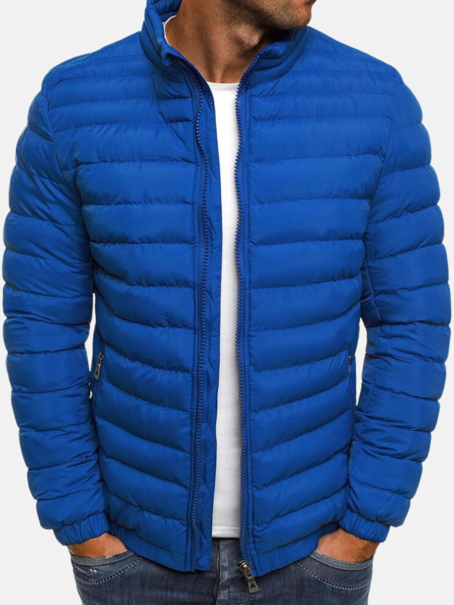 Manuel Men's Quilted Jacket – Light Straight Cut with Stand-Up Collar and Zipper