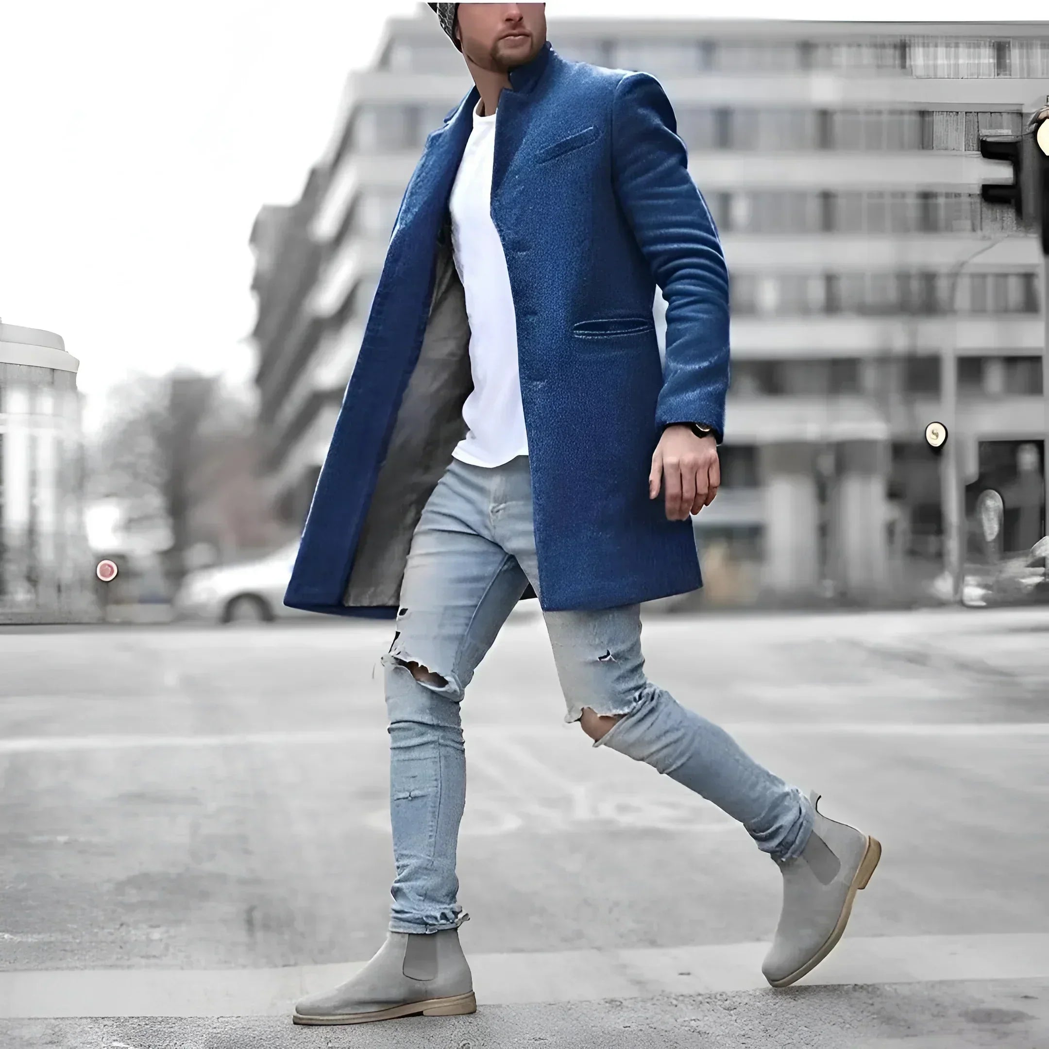James Men's Long Wool Duster Coat – Elegant Warm Timeless Style