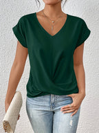 Yasmine Women's V-Neck Draped Knot Top