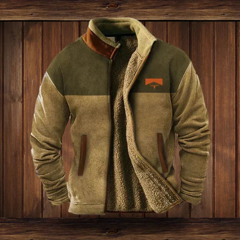 Noah Men's Western Style Jacket – Fleece Lining with Patterned Winter Comfort