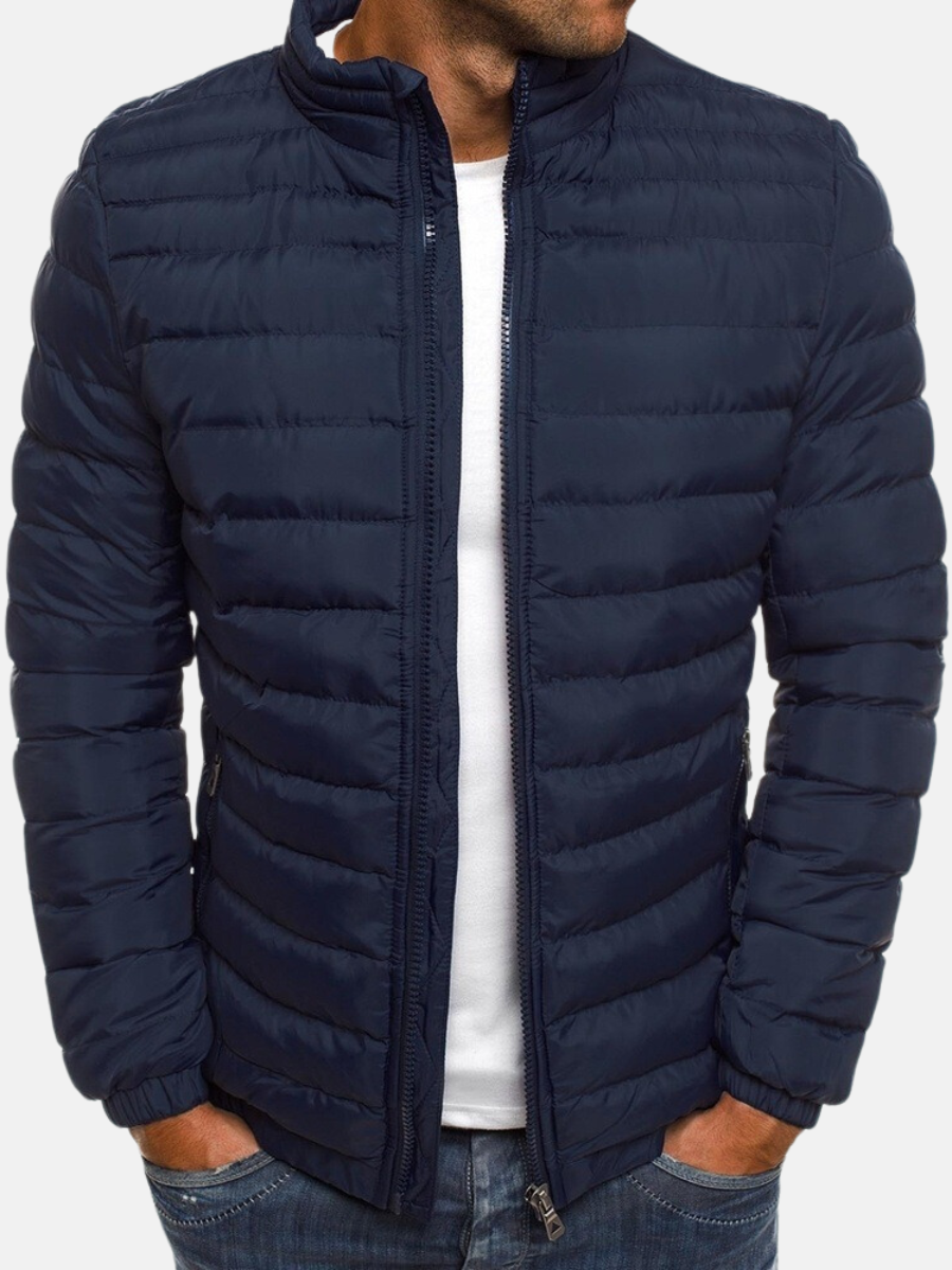 Manuel Men's Quilted Jacket – Light Straight Cut with Stand-Up Collar and Zipper