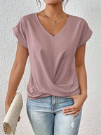 Yasmine Women's V-Neck Draped Knot Top