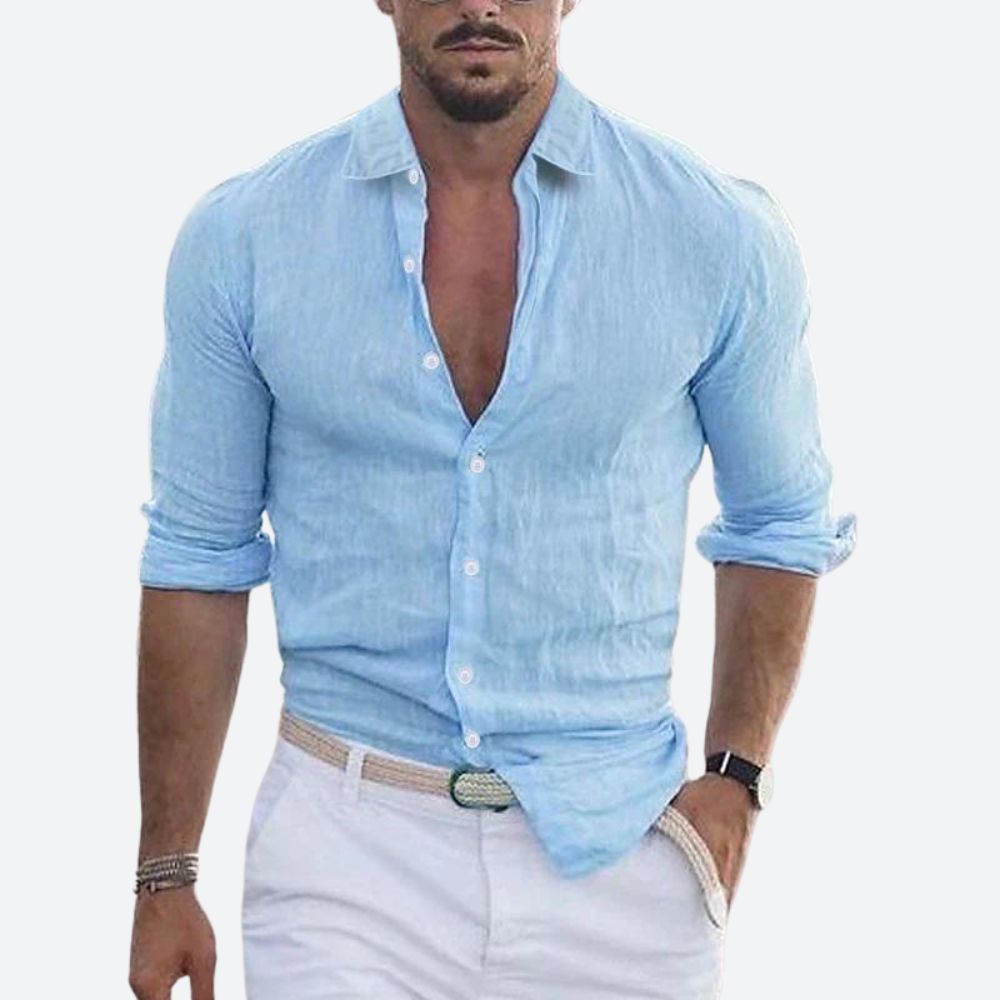 Rogelio Men's Spread Collar Shirt – Relaxed Fit for Summer