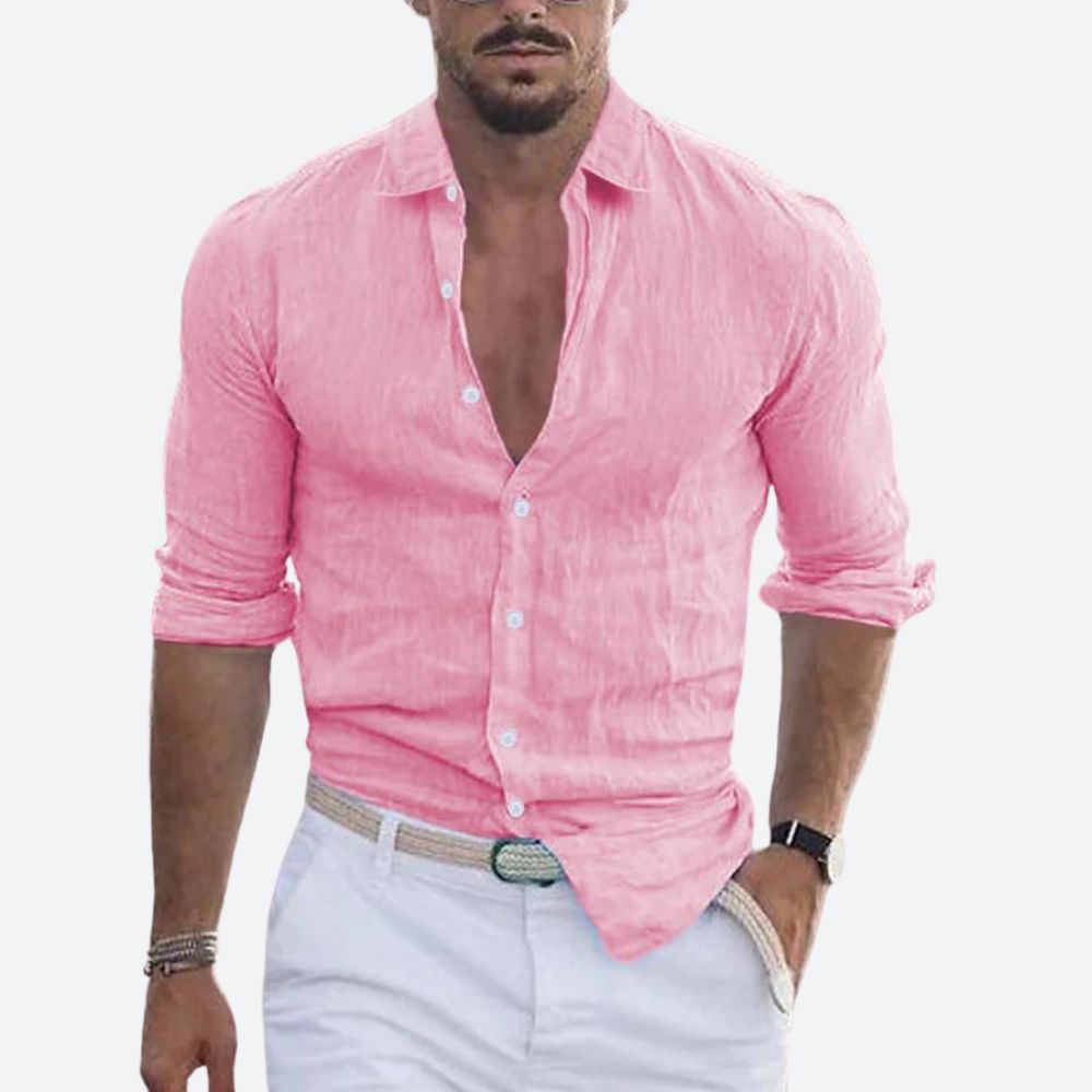 Rogelio Men's Spread Collar Shirt – Relaxed Fit for Summer