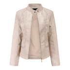 Janiyah Women's Leather Jacket with Stand Collar