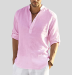 Ansel Men's Linen Shirt – Breathable Summer Shirt with Button Placket and Reversible Sleeves
