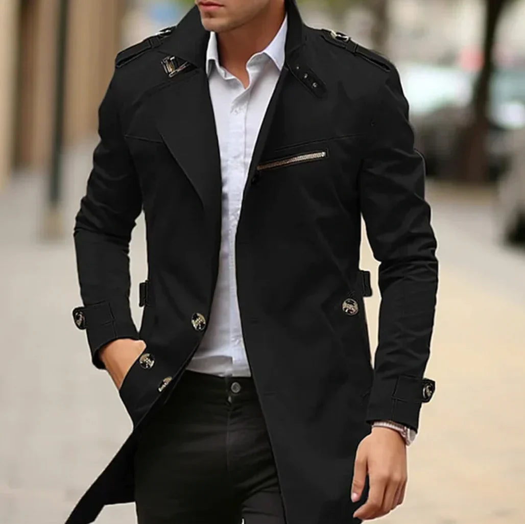 Nelio Men's Autumn Trench Coat – Chic Comfortable Italian Design