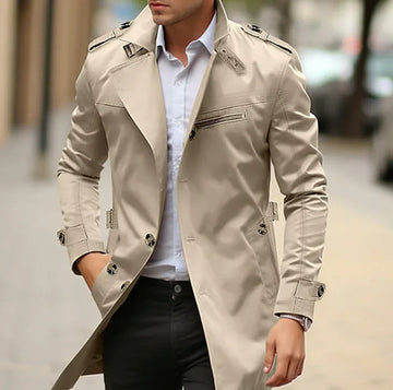 Nelio Men's Autumn Trench Coat – Chic Comfortable Italian Design