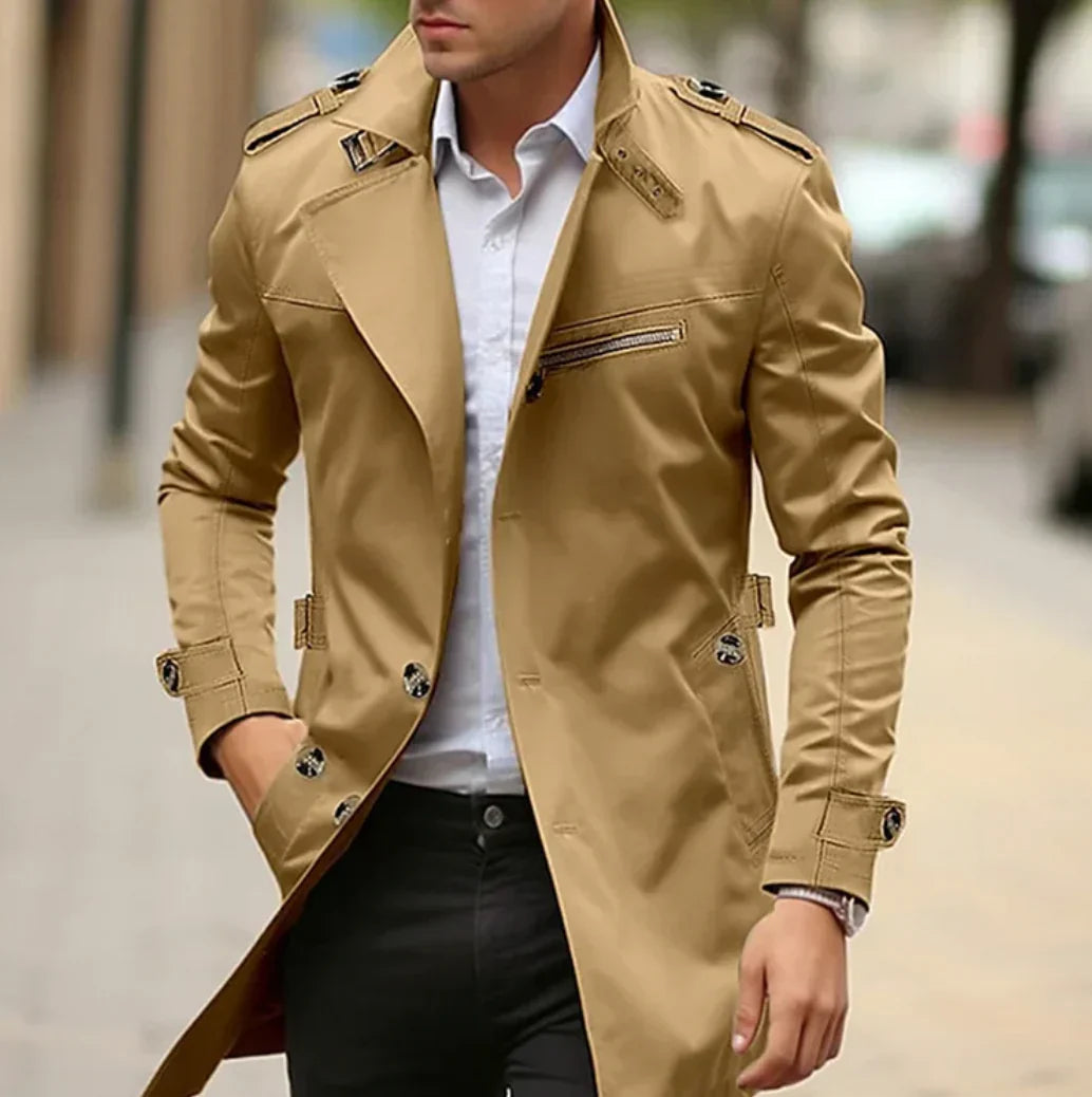 Nelio Men's Autumn Trench Coat – Chic Comfortable Italian Design