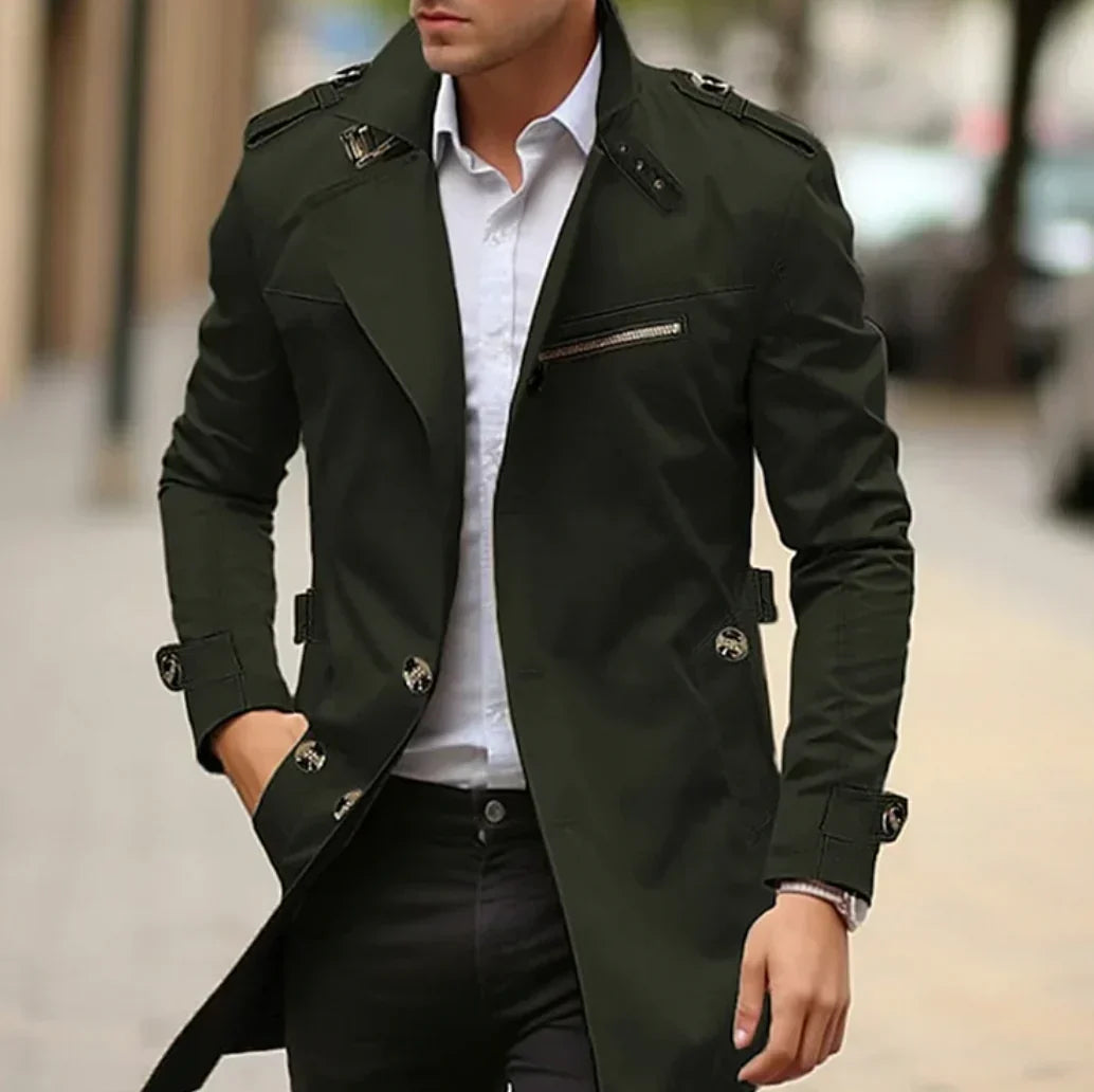Nelio Men's Autumn Trench Coat – Chic Comfortable Italian Design