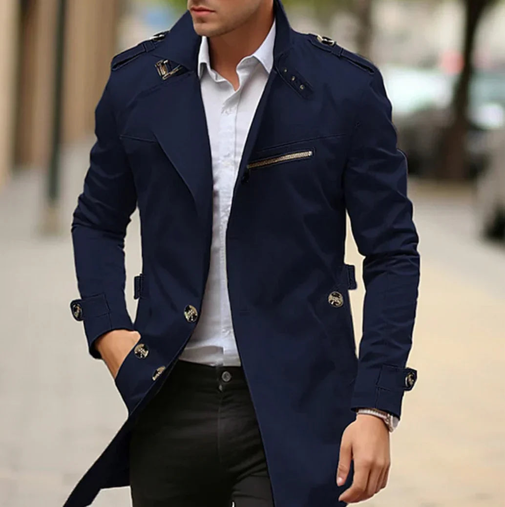 Nelio Men's Autumn Trench Coat – Chic Comfortable Italian Design