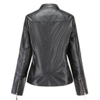 Janiyah Women's Leather Jacket with Stand Collar