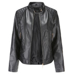 Janiyah Women's Leather Jacket with Stand Collar