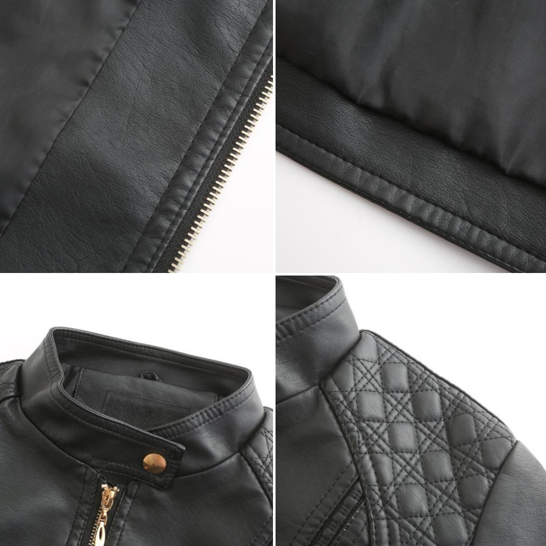 Janiyah Women's Leather Jacket with Stand Collar