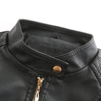 Janiyah Women's Leather Jacket with Stand Collar