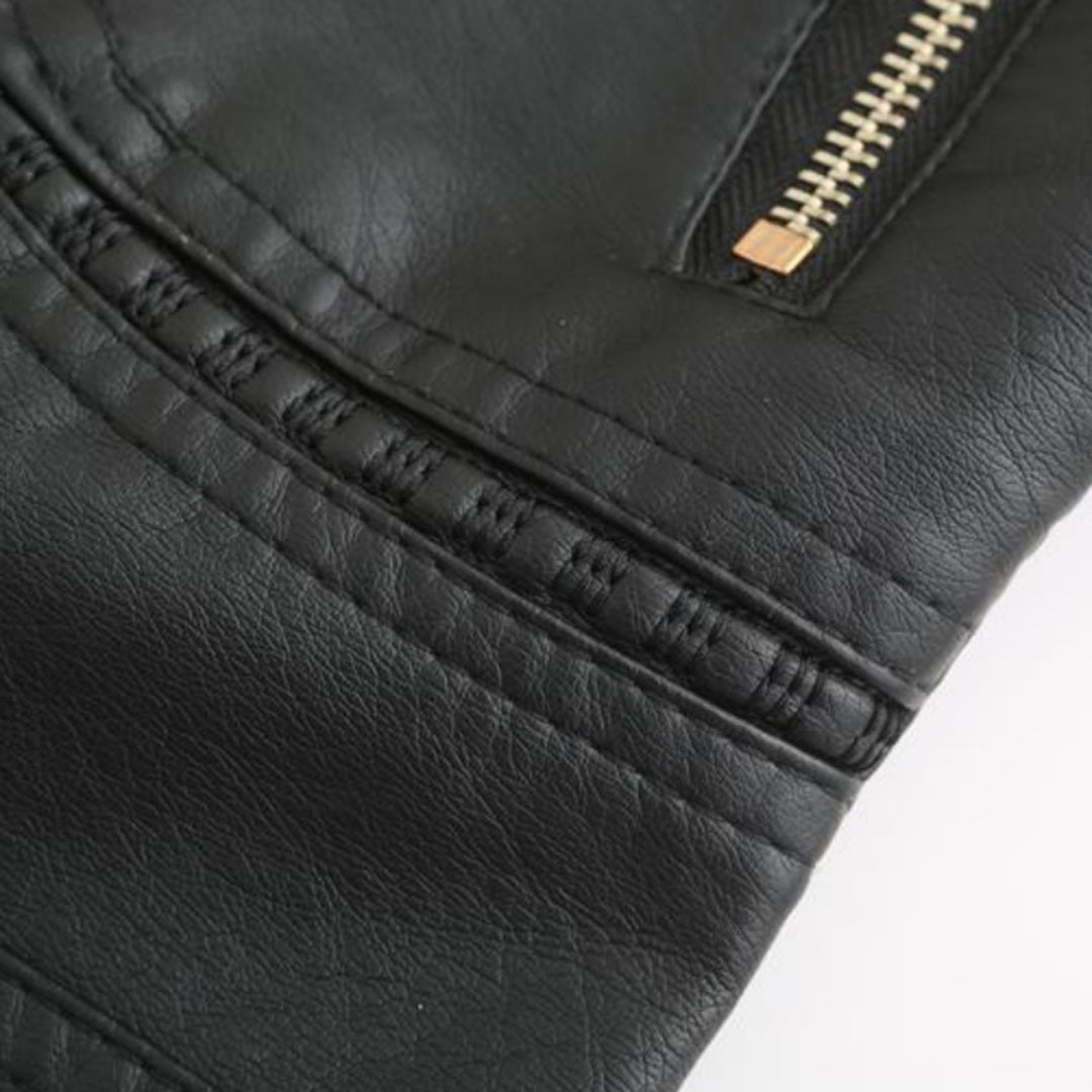 Janiyah Women's Leather Jacket with Stand Collar