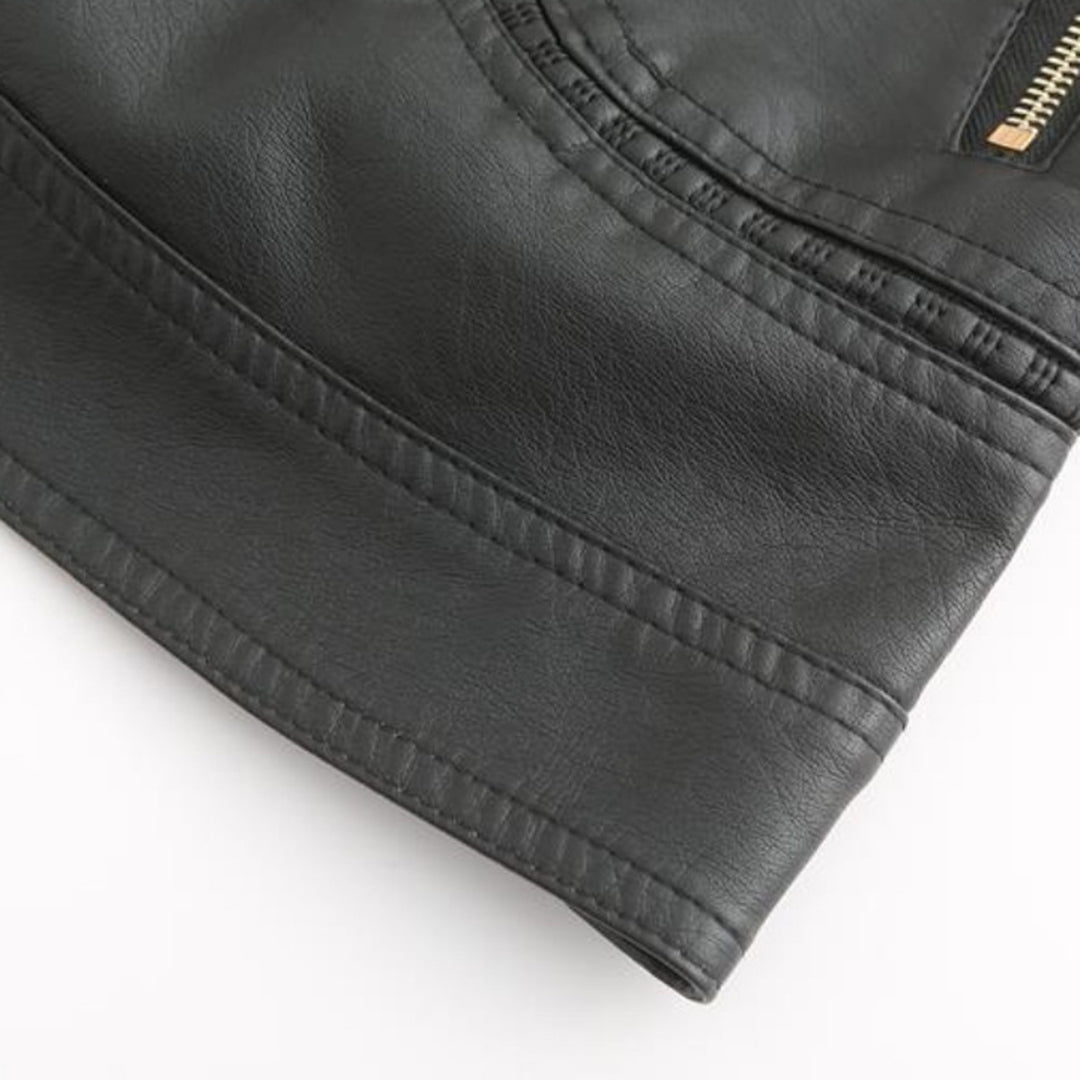 Janiyah Women's Leather Jacket with Stand Collar