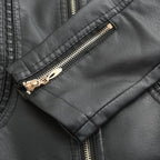 Janiyah Women's Leather Jacket with Stand Collar