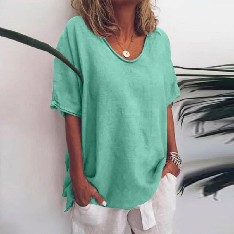 Ana Women's Short Sleeve Loose Fit Blouse