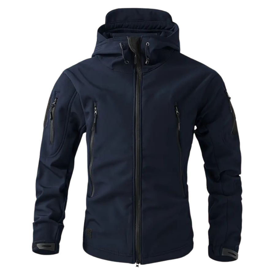Lusian Men's Softshell Jacket – Adjustable Hooded Coat with Zipper and Pockets
