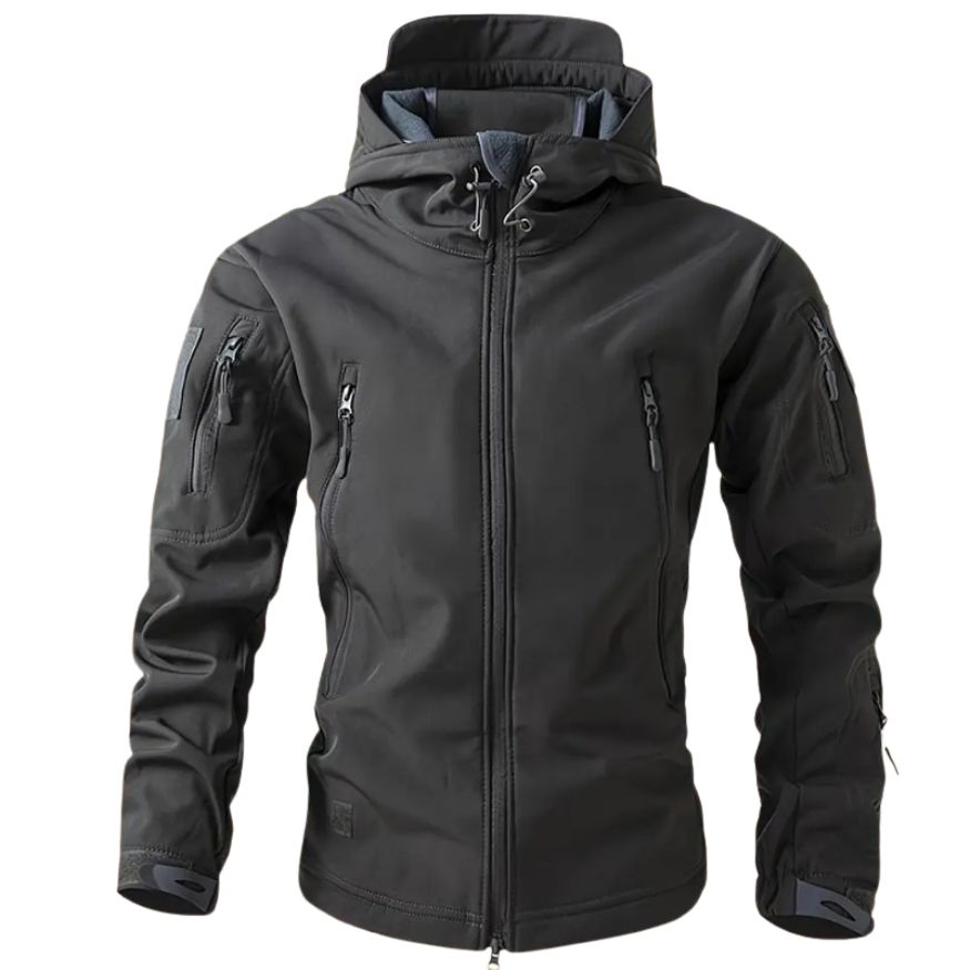 Lusian Men's Softshell Jacket – Adjustable Hooded Coat with Zipper and Pockets