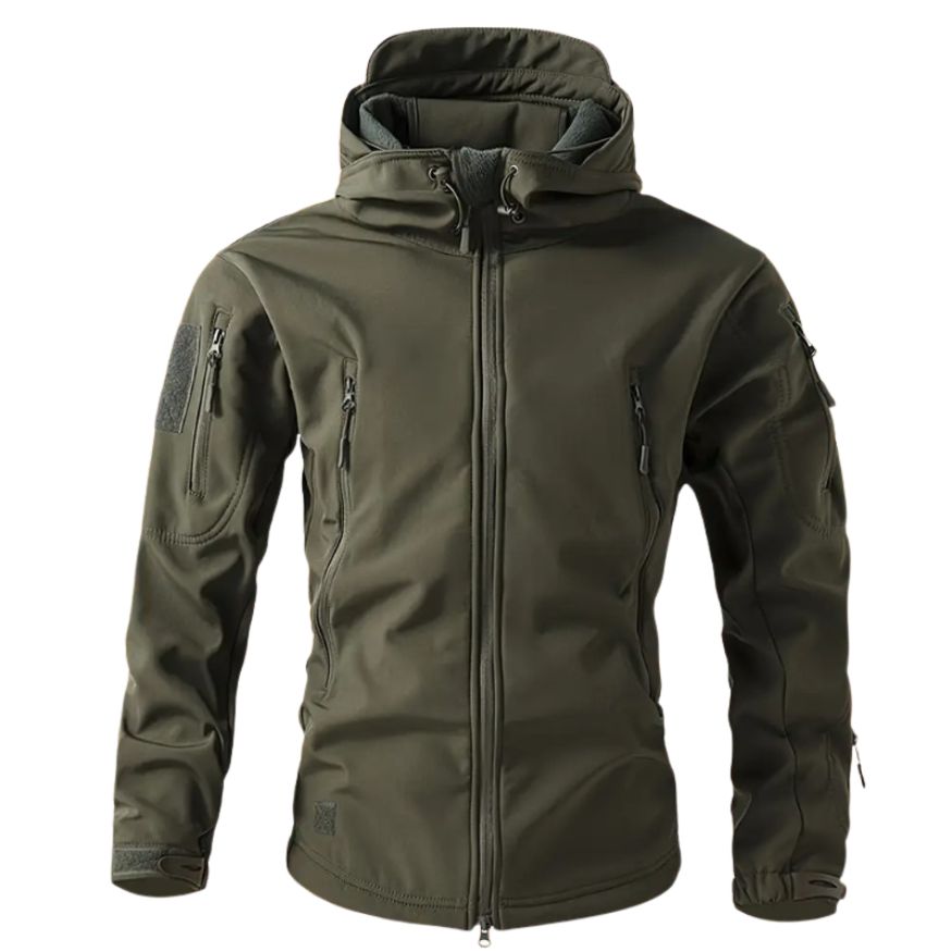Lusian Men's Softshell Jacket – Adjustable Hooded Coat with Zipper and Pockets