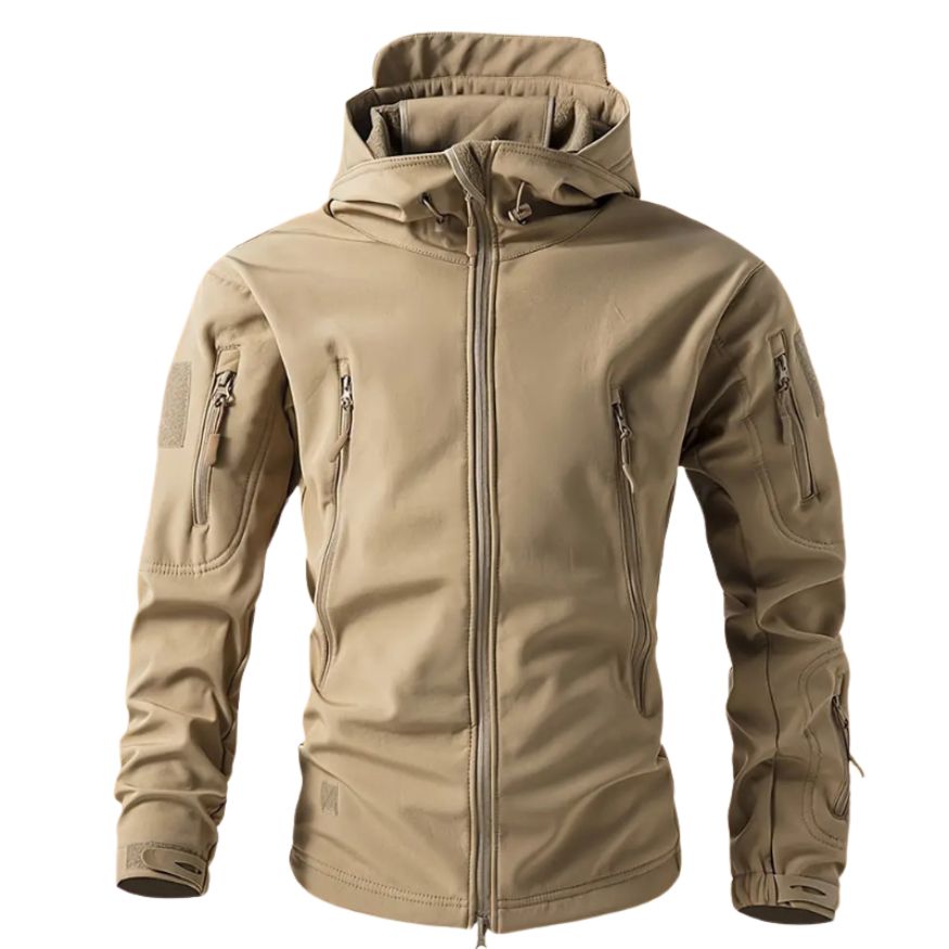 Lusian Men's Softshell Jacket – Adjustable Hooded Coat with Zipper and Pockets