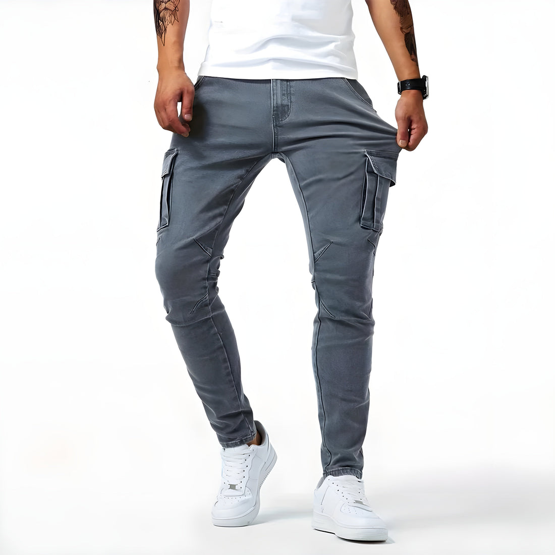 Francois Men's Denim Cargo Pants – Comfortable Modern Elastic Fit