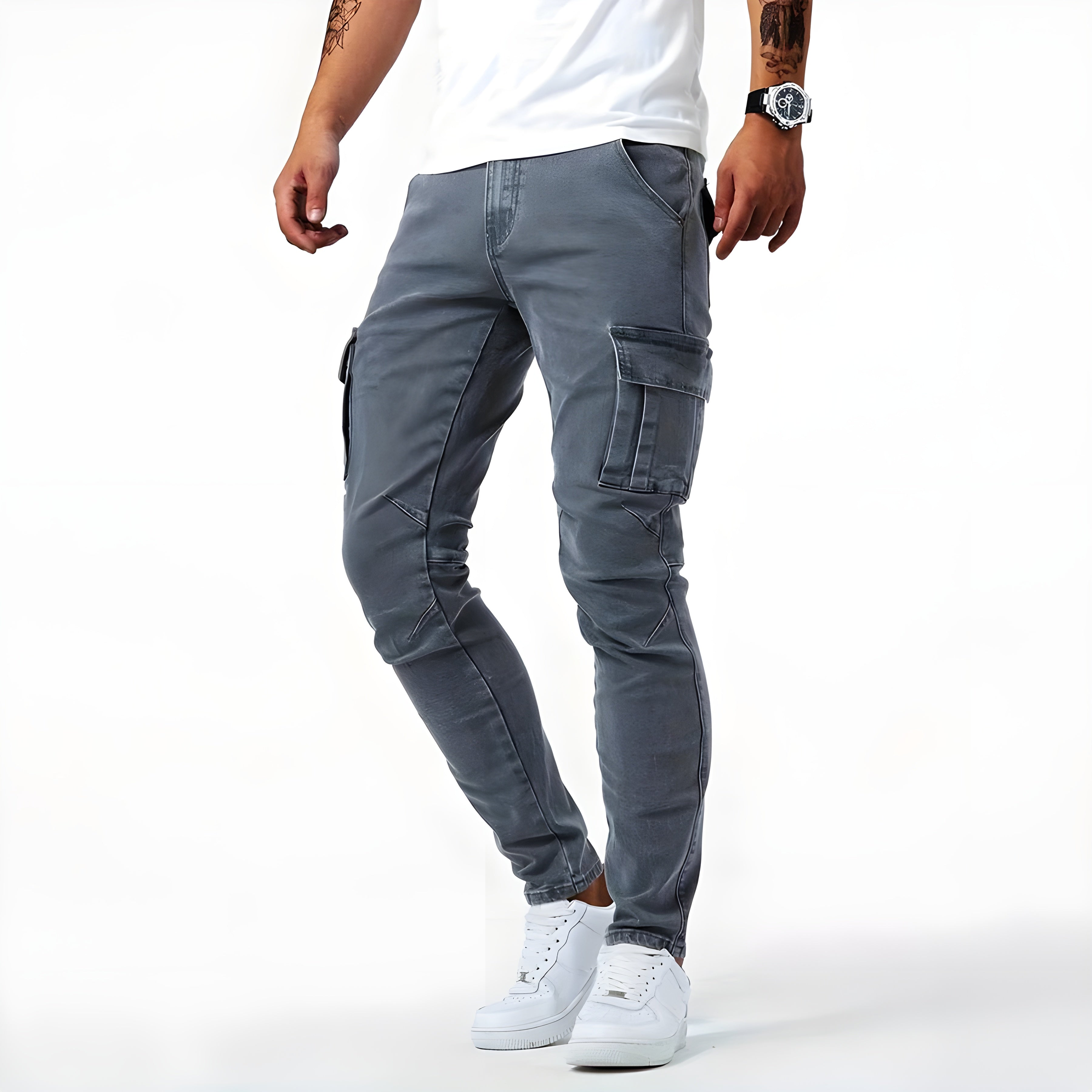Francois Men's Denim Cargo Pants – Comfortable Modern Elastic Fit