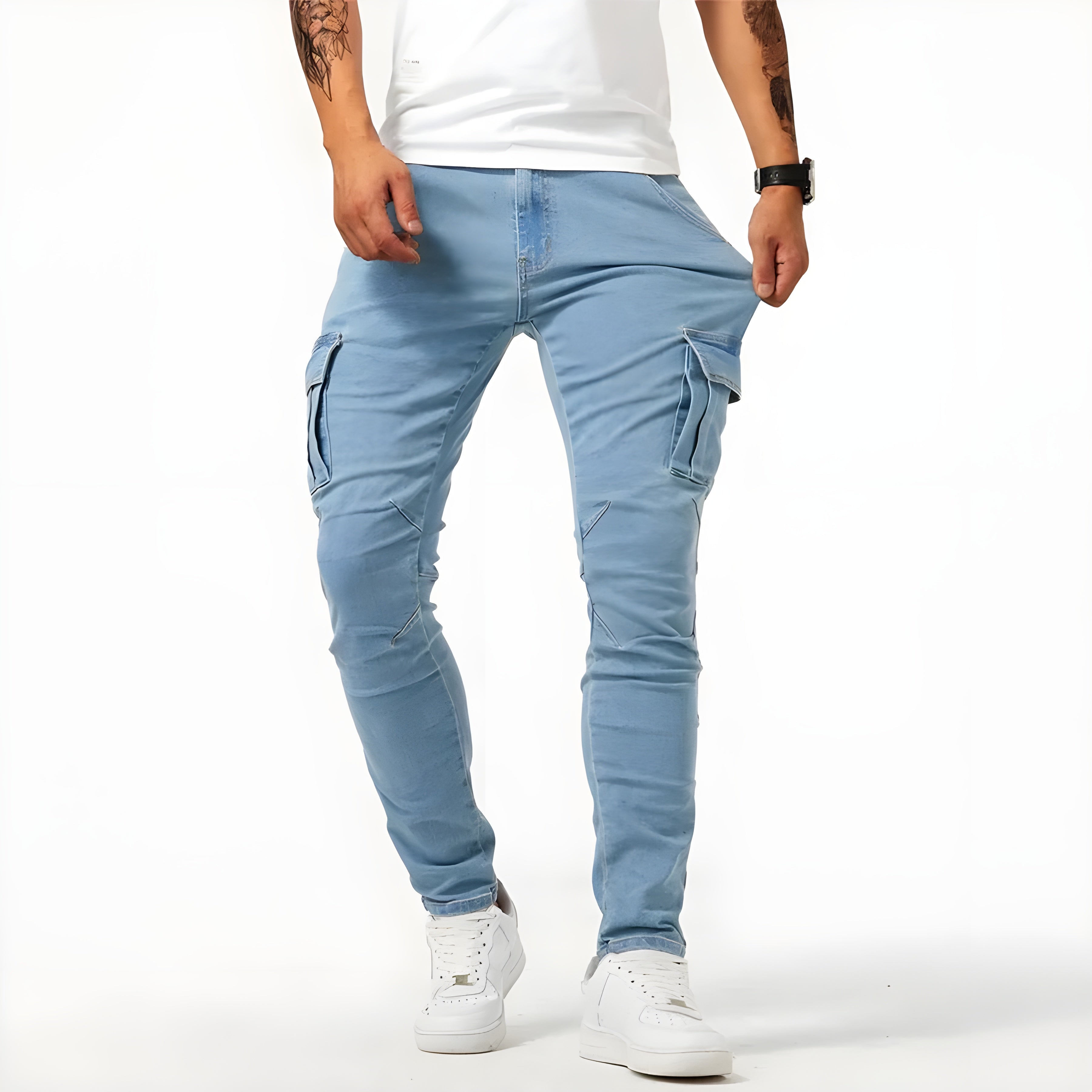 Francois Men's Denim Cargo Pants – Comfortable Modern Elastic Fit