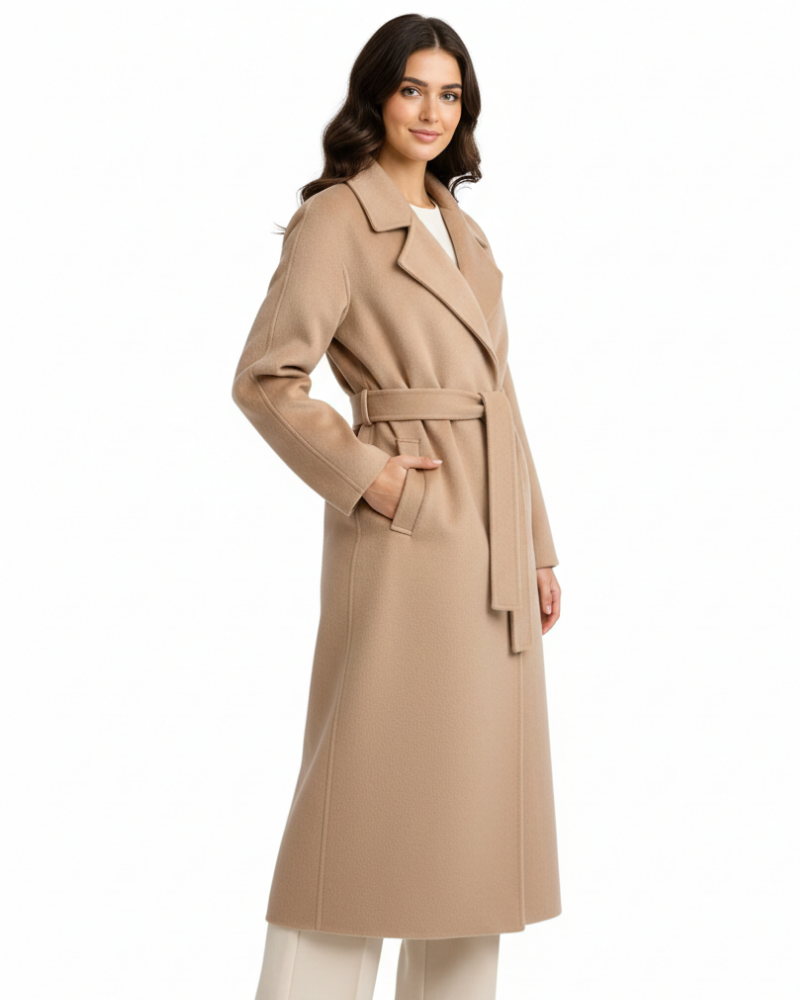 Talitha Women's Wool Blend Long Coat with Lapel Collar
