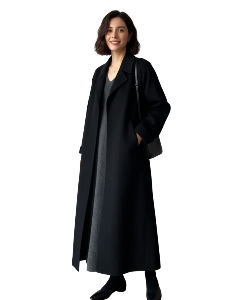 Talitha Women's Wool Blend Long Coat with Lapel Collar
