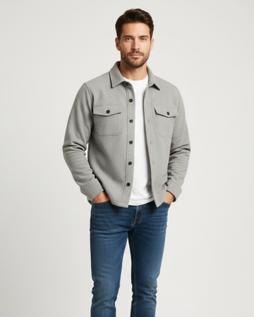 Noir Elan Men's Overshirt – Casual Chic Shirt Jacket in Blended Cotton Regular Fit