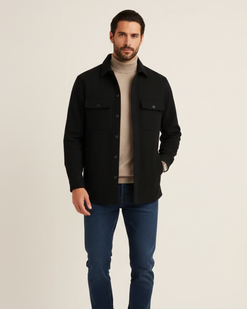 Noir Elan Men's Overshirt – Casual Chic Shirt Jacket in Blended Cotton Regular Fit