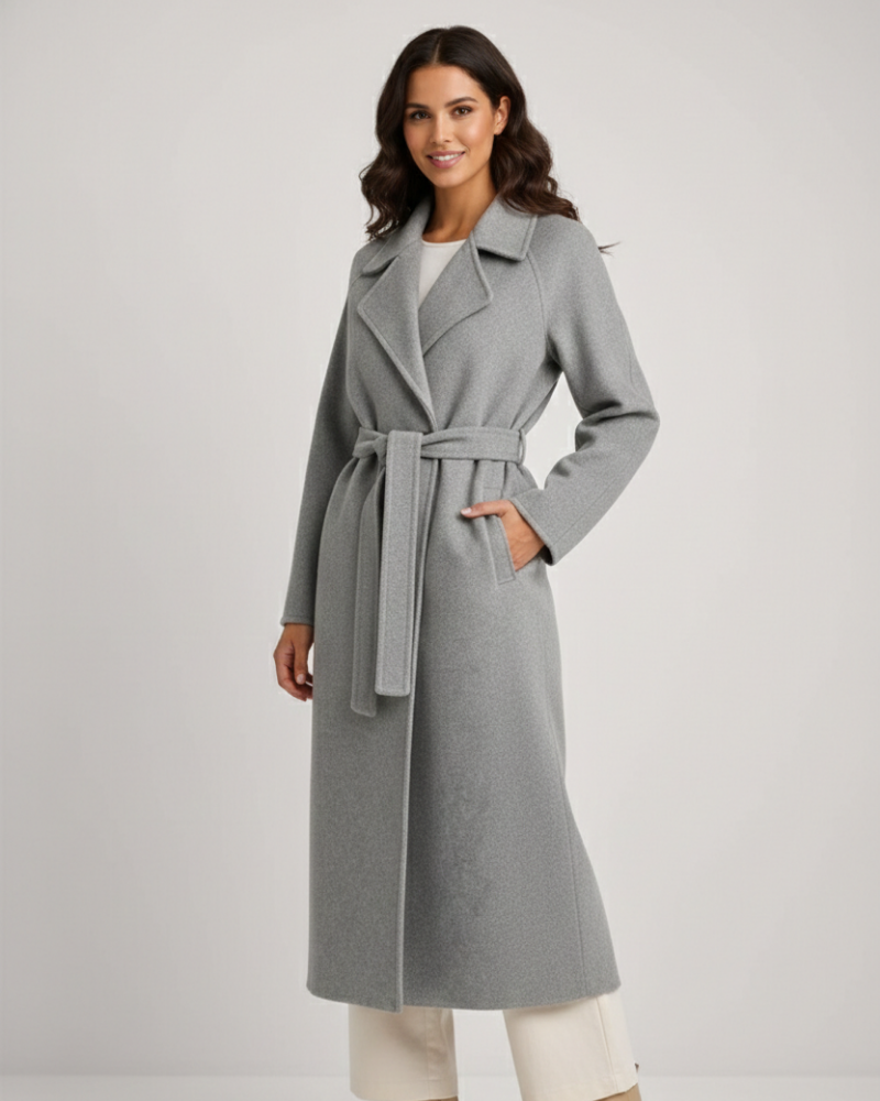 Talitha Women's Wool Blend Long Coat with Lapel Collar