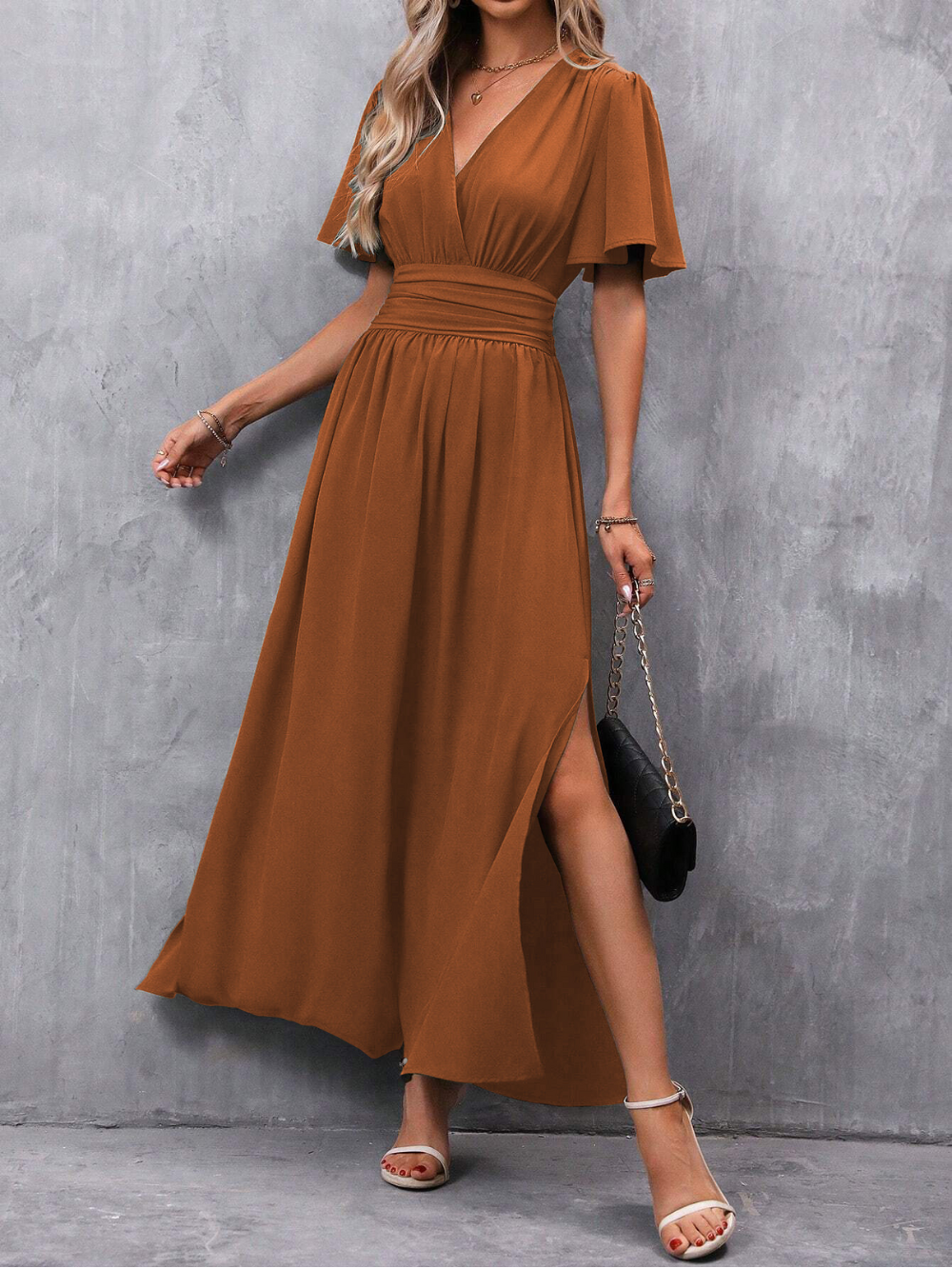 Eliza Women's Belted Flowing Maxi Dress