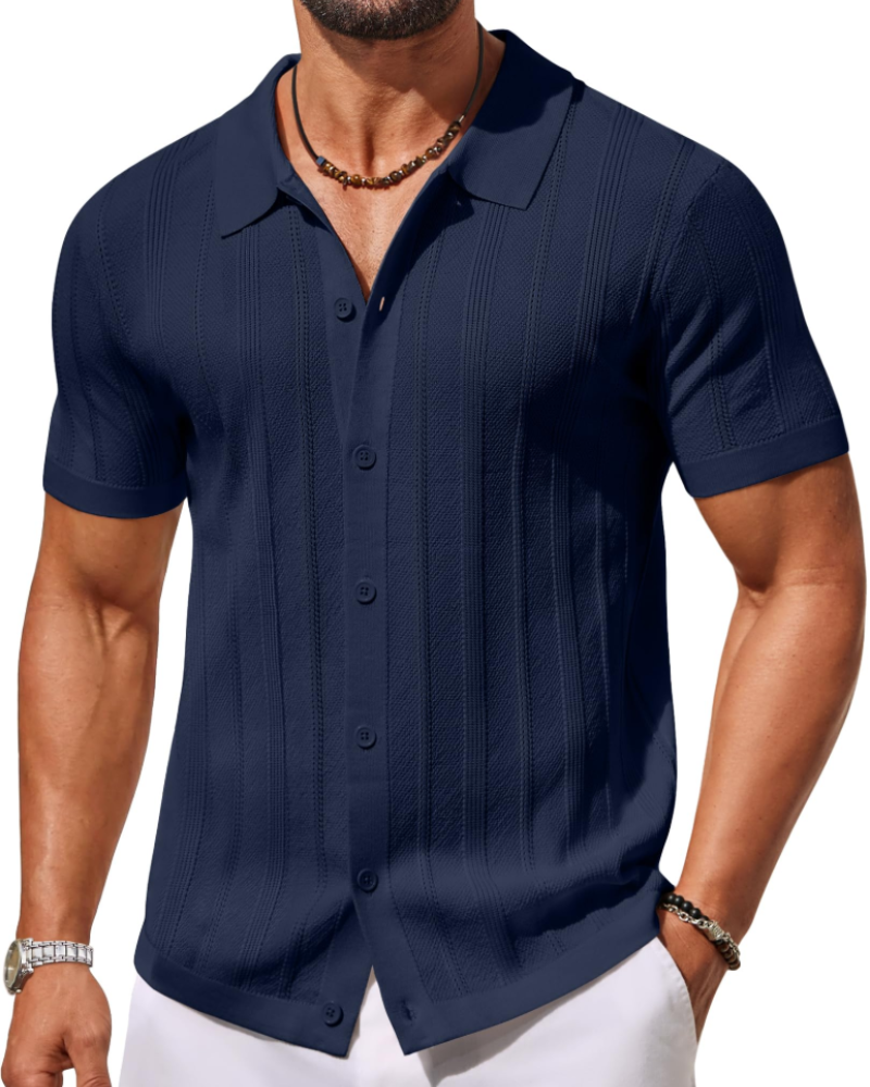 Alex Men's Short Sleeve Polo Shirt – Casual Breathable Knit for Summer
