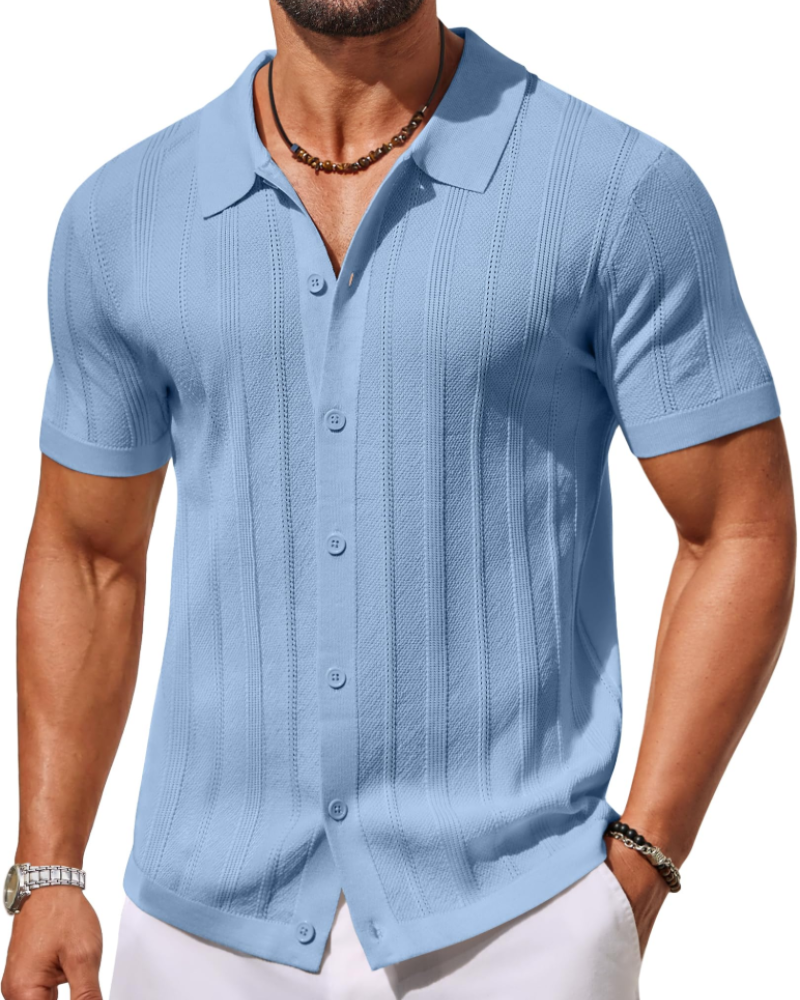 Alex Men's Short Sleeve Polo Shirt – Casual Breathable Knit for Summer