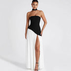 Victoria Women's Strapless Two-Tone Evening Gown with High Slit