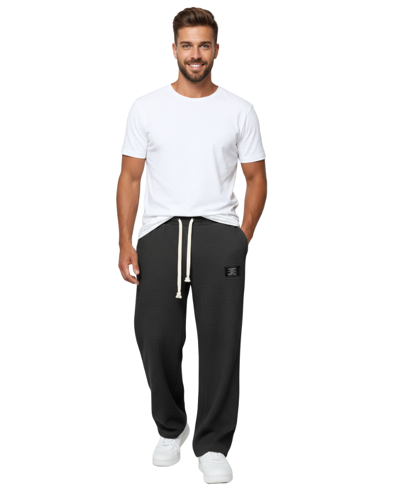 Quinton Men's Loose Fit Trousers – Adjustable Waist with Breathable Fabric