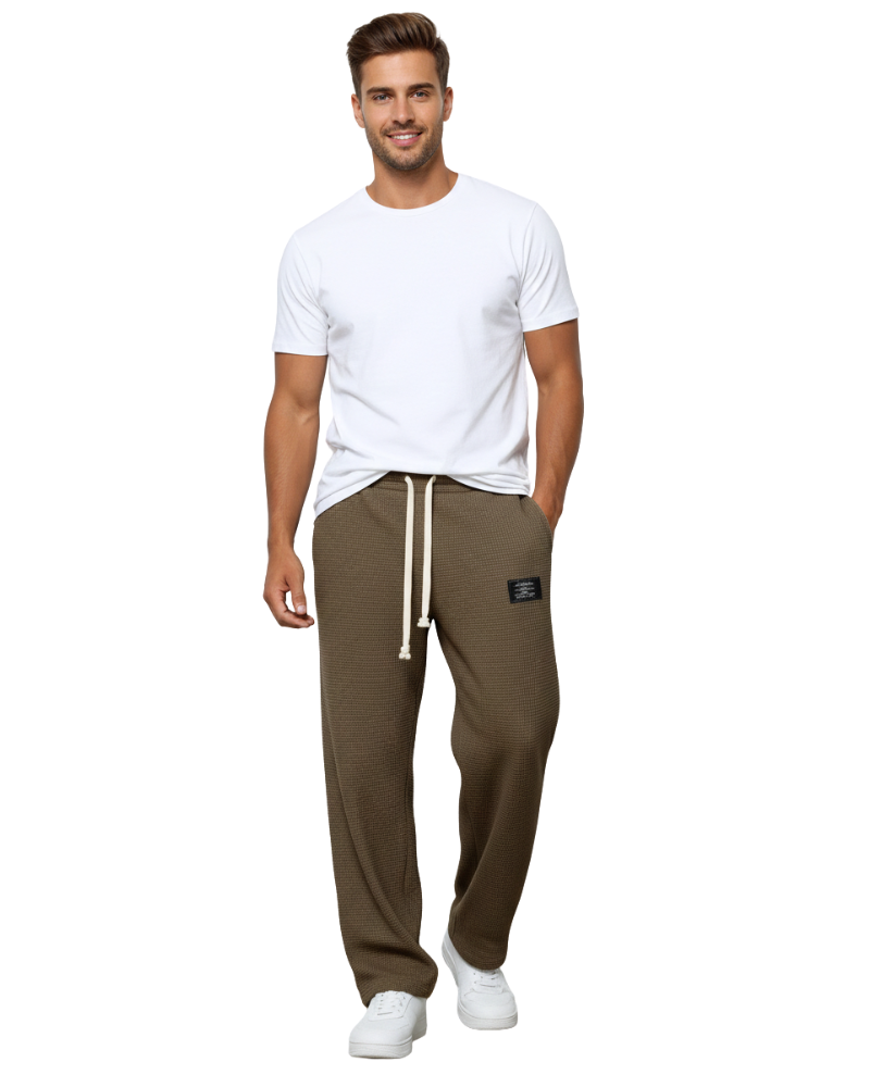 Quinton Men's Loose Fit Trousers – Adjustable Waist with Breathable Fabric