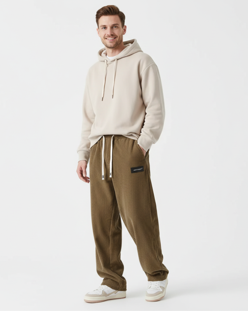 Quinnell Men's Corduroy Trousers – Adjustable Waist with Warm Modern Comfort