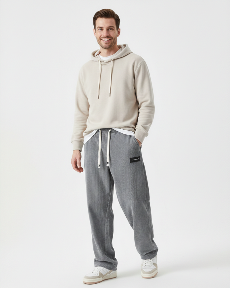 Quinnell Men's Corduroy Trousers – Adjustable Waist with Warm Modern Comfort